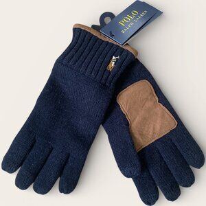 POLO RALHP LAUREN MENS GLOVES WITH TOUCH SCREEN COMPATIBLE FINGERTIPS DARK BLUE